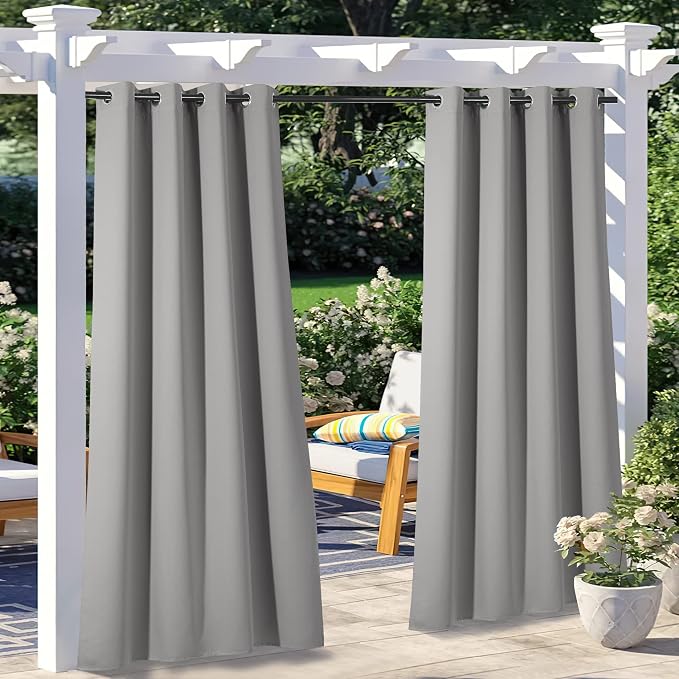 NICETOWN 2 Panels Patio Curtains Outdoor Waterproof, Thermal Insulated by NICETOWN