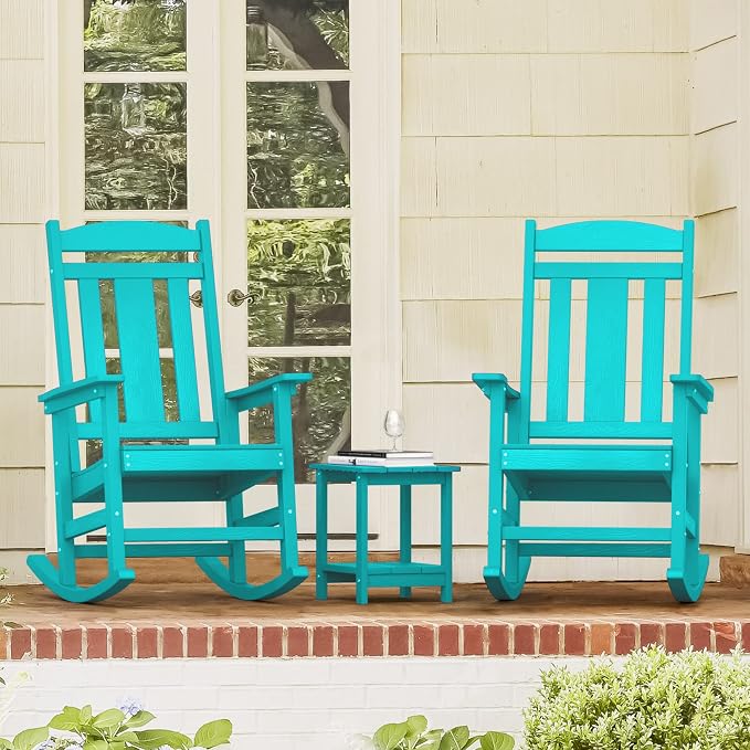 LUE BONA Rocking Chair Outdoor, Weather Resistant HDPS Plastic Rocker Chairs - Image 8