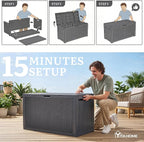 YITAHOME 95 Gallon Large Outdoor Deck Box | Lockable Waterproof Resin Storage - Image 8