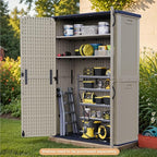 Patiowell 50 cu.ft Plastic Vertical Outdoor Storage Shed, Waterproof Resin - Image 3