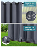 Windproof Outdoor Curtains for Patio Waterproof 4 Pcs 54x95 In Grey | Grommet - Image 2