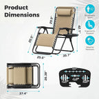 Homall Zero Gravity Chair Patio Folding Lawn Outdoor Lounge Gravity Camp - Image 3