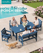 SERWALL Armless Outdoor Bench, All Weather HDPE Porch Bench, 2 Pack, Suitable - Image 4