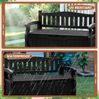 JUMMICO 80 Gallon Resin Outdoor Storage Bench Waterproof, Deck Box | Large Deck - Image 5