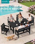 SERWALL Armless Outdoor Bench, All Weather HDPE Porch Bench, 1 Pack, Suitable - Image 7