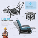 Incbruce 3 Pieces Outdoor Lounge Recliner Set, 2 Adjustable Metal Recliner Sofa - Image 3