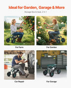 VEVOR Rolling Garden Cart with Swivel Seat, Heavy Duty Garden Seat with Storage - Image 6