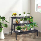 3-Tier Rectangular Metal Plant Stand, Ladder Flower Pot Rack | 3-tier stair - Image 2