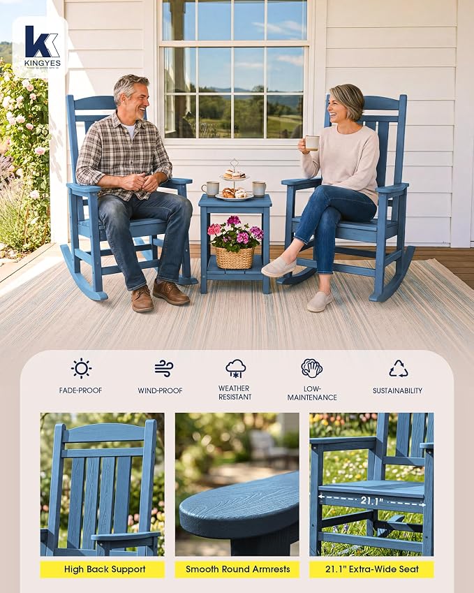 Oversized Outdoor Rocking Chair, Porch Rockers, Unique Blue | - Image 8
