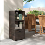 Tangkula Rattan Outdoor Storage Cabinet, Patiojoy Outdoor Wicker Cabinet - Image 2