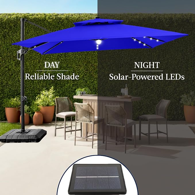 Best Choice Products 12x12ft LED Cantilever Patio Umbrella w/Base Included & - Image 6