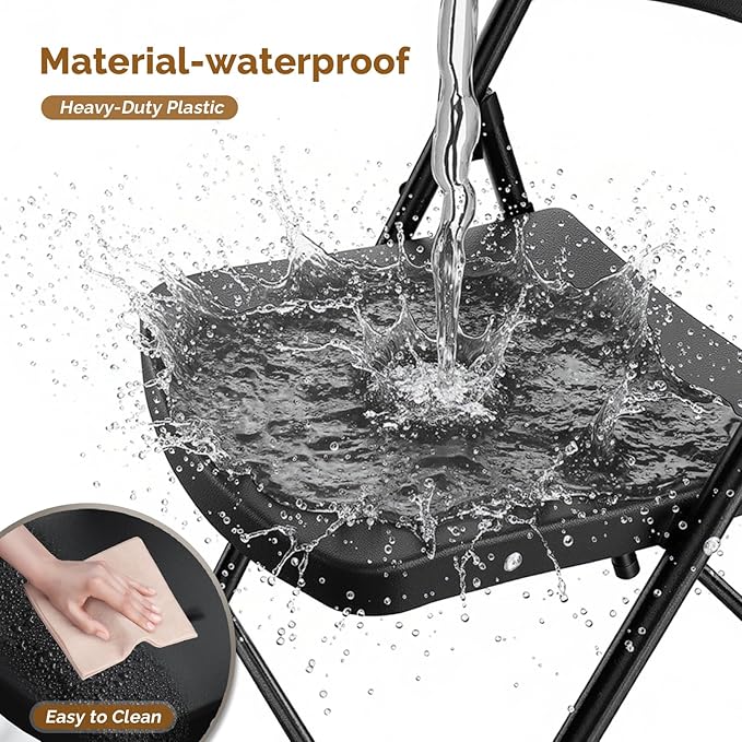 Bonnlo 6-Pack Black Plastic Folding Chairs, Portable Seat - Image 3