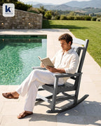 Oversized Outdoor Rocking Chair Set of 6, Porch Rockers, Light Gray | - Image 7