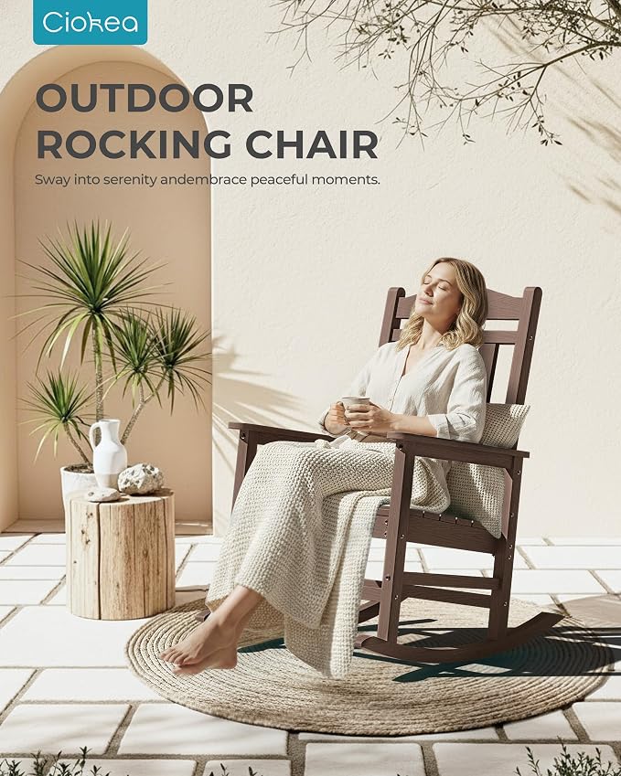 Oversized Outdoor Rocking Chairs Set of 8, 380lbs Heavy-Duty Large Patio Rocker - Image 3