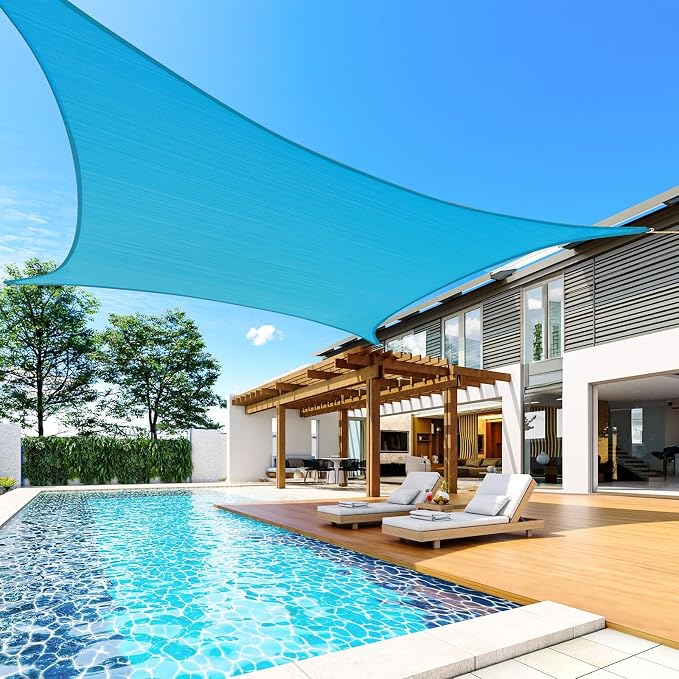 Quictent Sun Shade Sail for Patio w/Hardware Kit 185GSM 20x20ft Turquoise | - Image 7