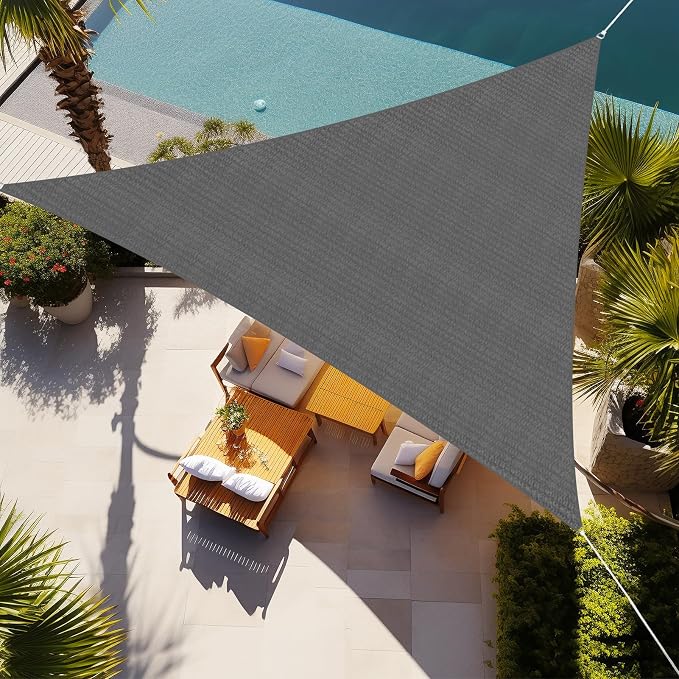 Shade&Beyond Custom Sun Shade Sail 11'x12'x16.3' Triangle Sun Sail Shades Patio by ShadeBeyond