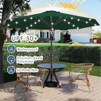 9FT Patio Umbrella with Solar Lights, Outdoor Market Umbrella with Tilt and - Image 5