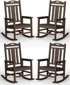 Oversized Outdoor Rocking Chairs Set of 4, 380lbs Heavy-Duty Large Patio Rocker by CIOKEA