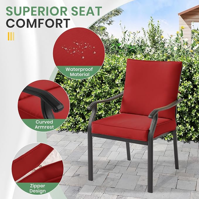 LVUYOYO Outdoor Patio Dining Chairs Set of 6, Metal Stackable Chairs Set - Image 5