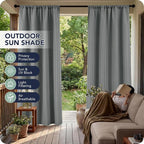 Outdoor Curtains for Patio Waterproof, 8 Panels, Rod Pocket | Weatherproof & - Image 3