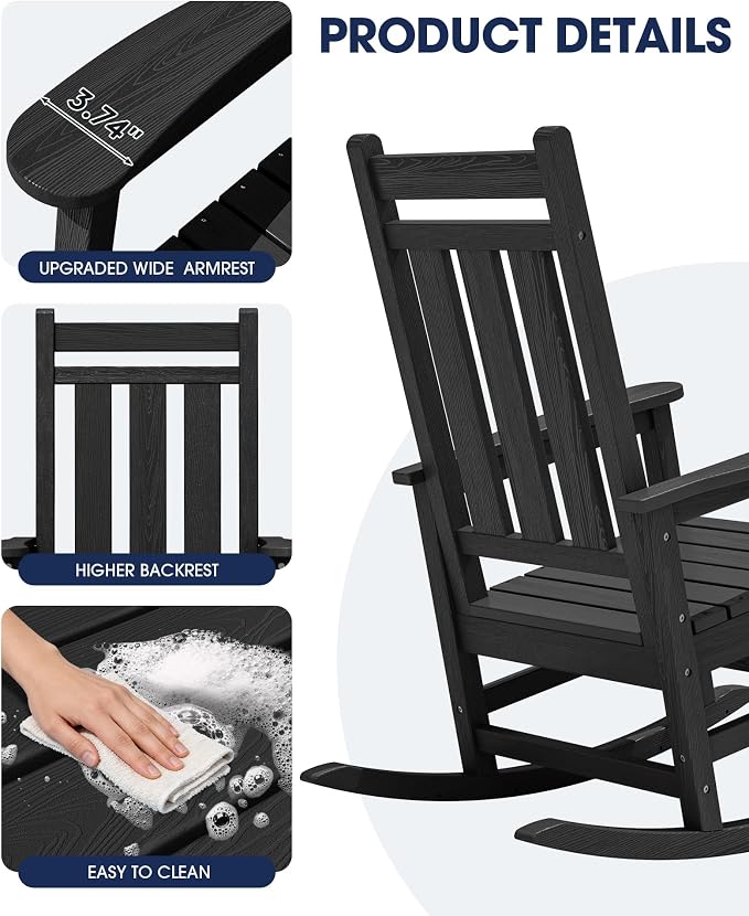 Oversized Outdoor Rocking Chair, HDPE Patio Rockers - Image 6