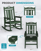 Oversized Outdoor Rocking Chair, High Back Patio Rockers, Deep Green | - Image 3