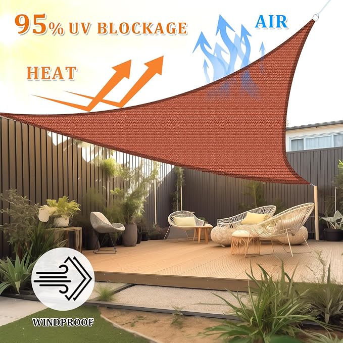 Shade&Beyond Custom Sun Shade Sail 15'x18'x23.4' Triangle Sun Sail Shades Patio - Image 2