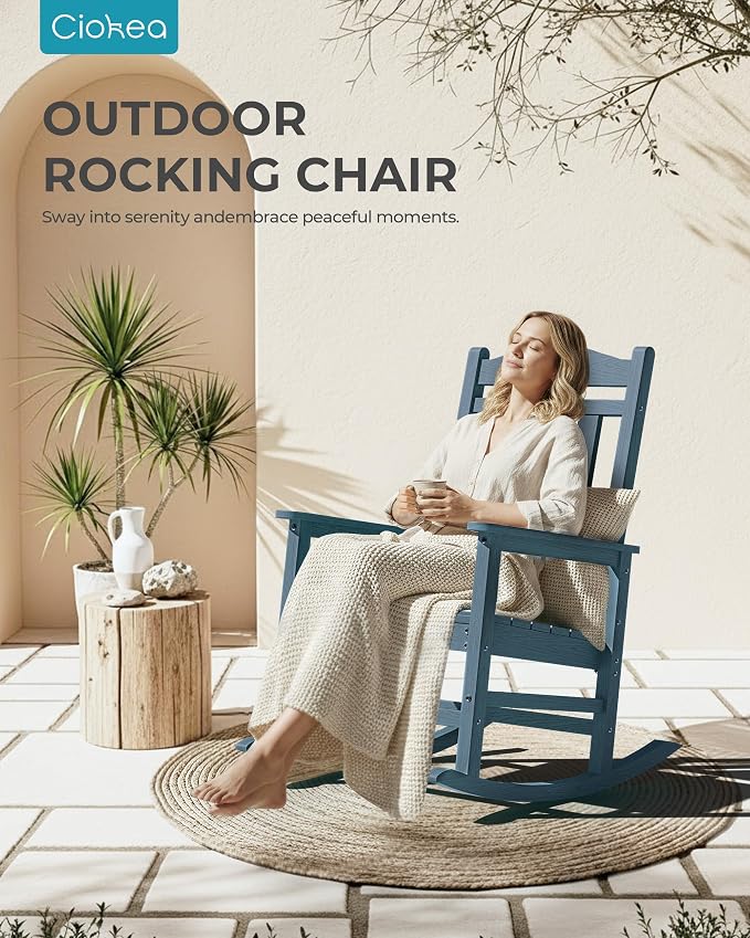 Oversized Outdoor Rocking Chairs Set of 3, 380lbs Heavy-Duty Large Patio Rocker - Image 7