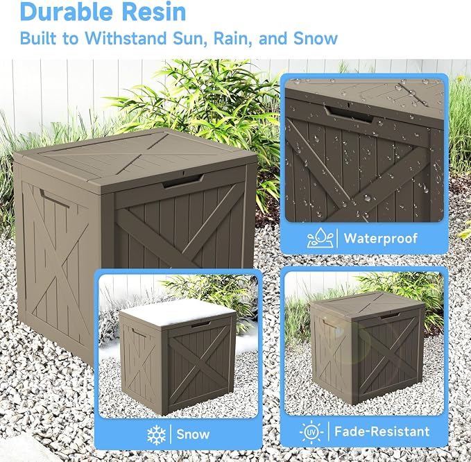 35 Gallon Outdoor Storage Box Waterproof Weatherproof Deck Box | Lockable - Image 5