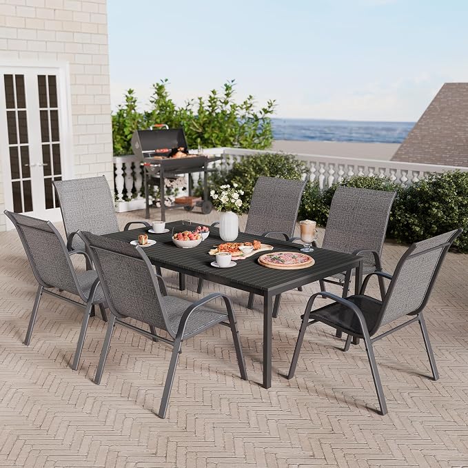 Patio Chairs Set of 8, Stackable Outdoor Dining Chairs Set - Image 2