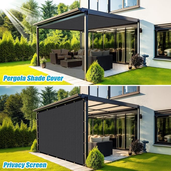 Amagenix 90% Pergola Shade Cover 9'X 22' Dark Gray Sun Shade Cloth - Image 4