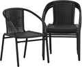 Flash Furniture Lila Modern Rattan Indoor/Outdoor Stackable Dining Chairs by FlashFurniture