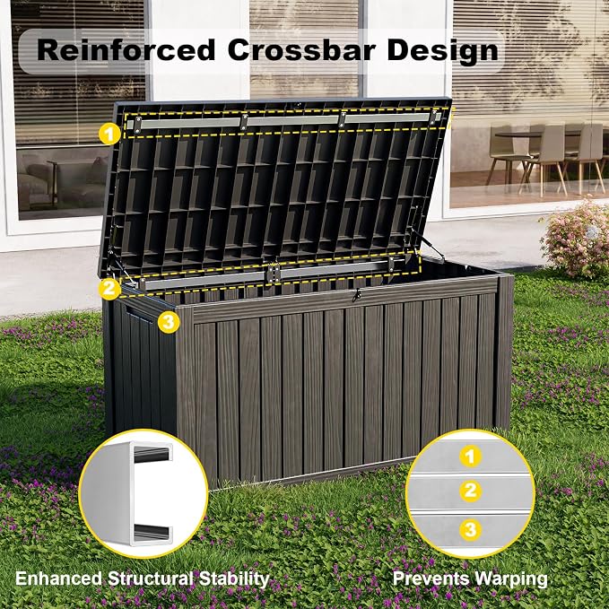 180 Gallon Outdoor Storage Box, Large Resin Deck Box - Image 4