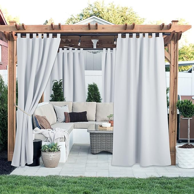 NICETOWN 2 Pieces Outdoor Patio Curtains Waterproof - Image 2