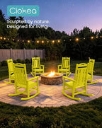 Oversized Outdoor Rocking Chairs Set of 4, 380lbs Heavy-Duty Large Patio Rocker - Image 4