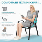 24.4" Wide Outdoor Stackable Chairs Set of 8 | Stacking Patio Chairs - Image 4
