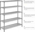 M MZG 3500LBS 59" W 5 Tier Storage Shelves Rack Metal Wire Shelving Unit - Image 7