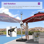 PURPLE LEAF Cantilever Umbrella 13ft Solar LED Light Double Top, Brick Red | - Image 5