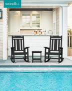 SERWALL Oversized Outdoor Rocking Chairs Set of 4, HDPE Patio Rocker, All - Image 2