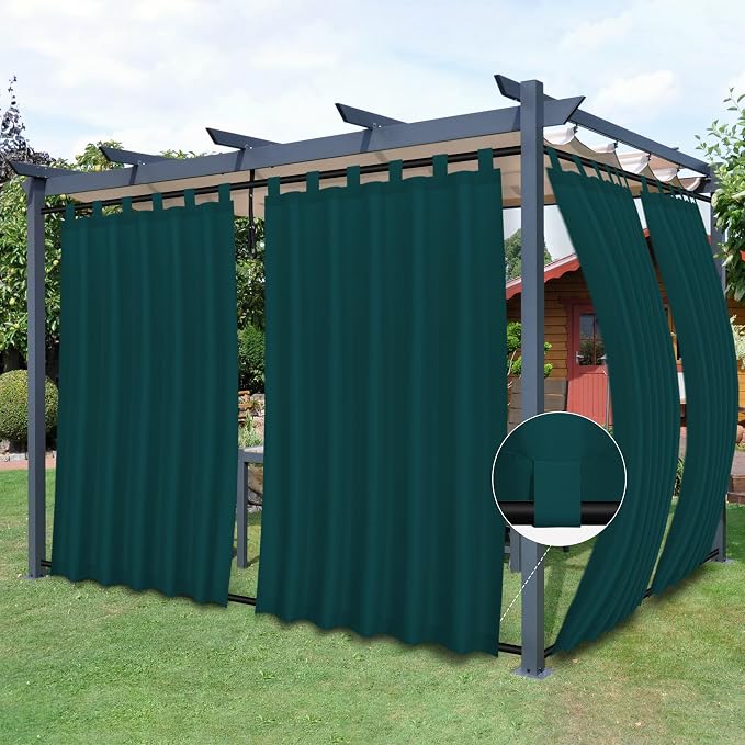 Easy-Going Outdoor Patio Curtains 2 Panels, 54x108 inch, Teal | Privacy by Easy-Going