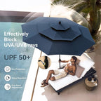 PHI VILLA 10ft Outdoor Patio Umbrellas, 3 Tier Vented Table Umbrella, 1.5" Pole - Image 3