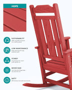 SERWALL HDPE Oversized Outdoor Rocking Chairs Set of 4, Patio Rocker, All - Image 7
