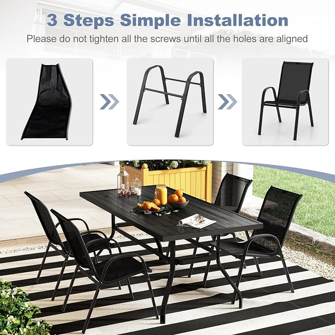 COSTWAY Patio Stackable Dining Chairs Set of 2 - Image 6