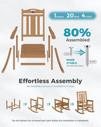 Oversized Outdoor Rocking Chairs Set of 4, 380lbs Heavy-Duty Large Patio Rocker - Image 9