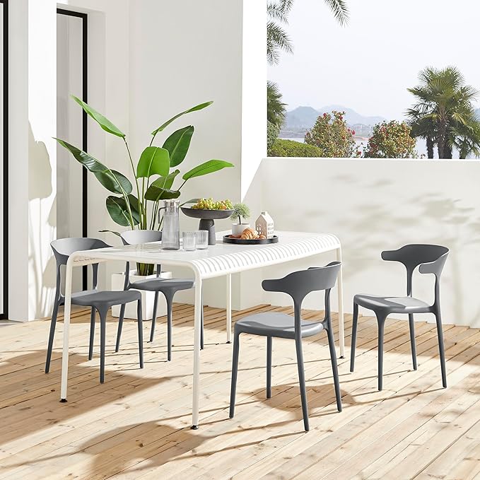Modern Stackable Dining Chair Set, No Assembly, Plastic Chair, Patio Chair - Image 2