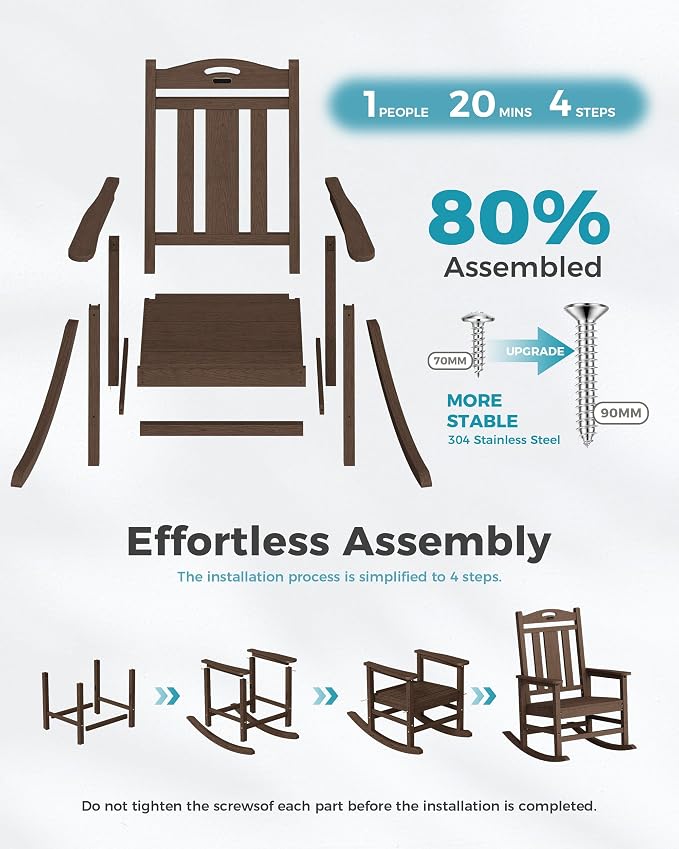 Oversized Outdoor Rocking Chair, High Back Patio Rocker - Image 8