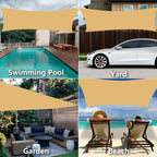 12' x 16' Rectangle Sun Shade Sail, 185 GSM HDPE, Sand | 95% UV block, - Image 7