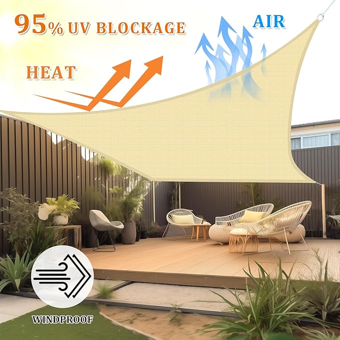 Shade&Beyond 7'x14' Sun Shade Sail Canopy Rectangle, UV Block Breathable Curved - Image 2