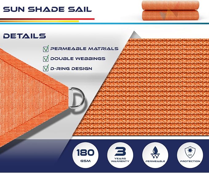 Windscreen4less 6' x 6' x 6' Sun Shade Sail Triangle Outdoor Canopy Cover UV - Image 3