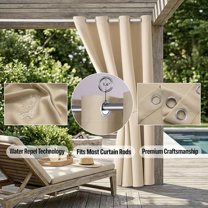 DIVA EN CAMINO DEC Outdoor Patio Curtain Waterproof Darkening Thermal Insulated - Image 5